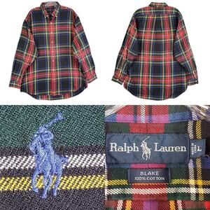 Polo Ralph Lauren Oxford Shirt Mens Size Large Flannel Blake Red LS Button Down